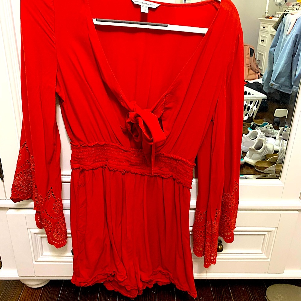 Red Romper with Tie